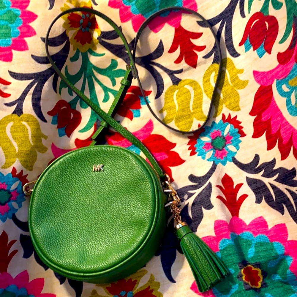 NEW MICHAEL KORS CANTIN STYLE GREEN PEBBLED LEATHER CROSSBODY BAG CLUTCH BAG GHW - Picture 4 of 10